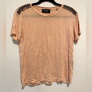 The Kooples peach/pink jersey t-shirt with beading detail on the shoulder